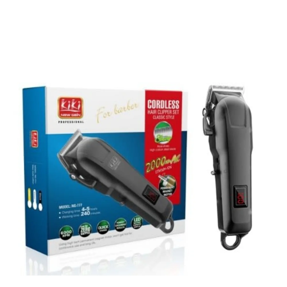 Masina de tuns profesionala NG-777, neagra, fara fir, afisaj LED, autonomie 4h [4]