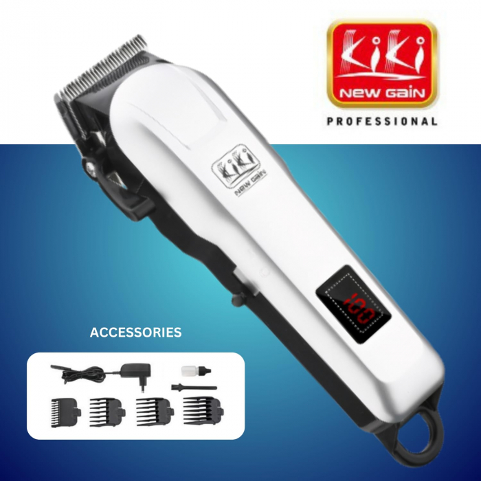 Masina de tuns profesionala NG-777-S, argintie, fara fir, afisaj LED, autonomie 4h, 4 gratare [3]