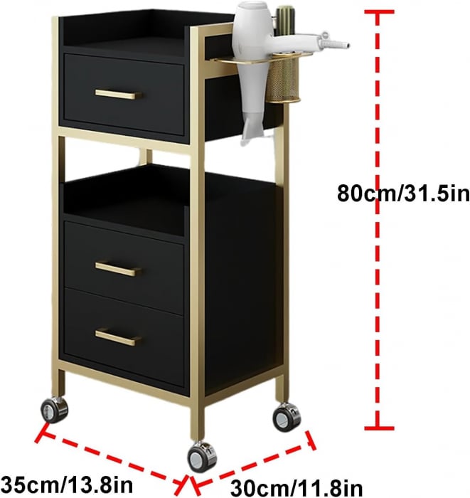 Mobilier coafor cu 2 scaune frizerie negre aurii si scafa coafor profesionala [11]