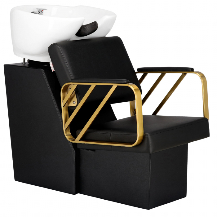 Mobilier salon coafura cu 2 scaune coafor si scafa frizerie, Bazin Ceramic Negru [6]