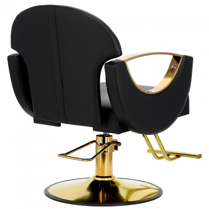 Mobilier salon coafura cu 2 scaune coafor si scafa frizerie, neagra cu auriu, Madera [2]