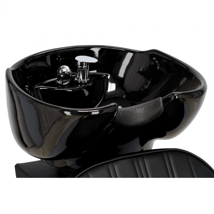 Mobilier salon coafura cu 2 scaune coafor si scafa frizerie, Negru cu auriu, Anastasia [7]