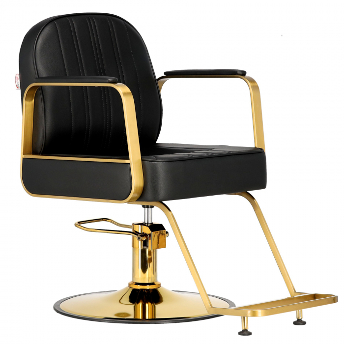Mobilier salon coafura cu 2 scaune coafor si scafa frizerie, Negru cu auriu, Anastasia [3]