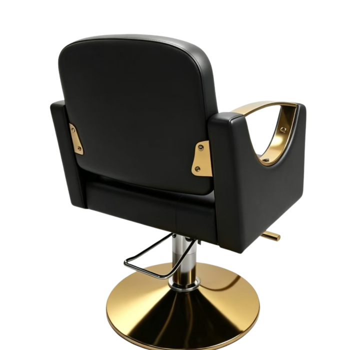 Mobilier salon frizerie cu 2 scaune coafor si scafa frizerie, Negru cu auriu [5]