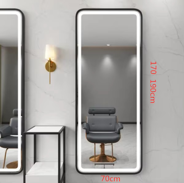 Mobilier salon Post de lucru coafor Oglinda LED PS008, margine neagra, 170x70 cm, cu touch [3]