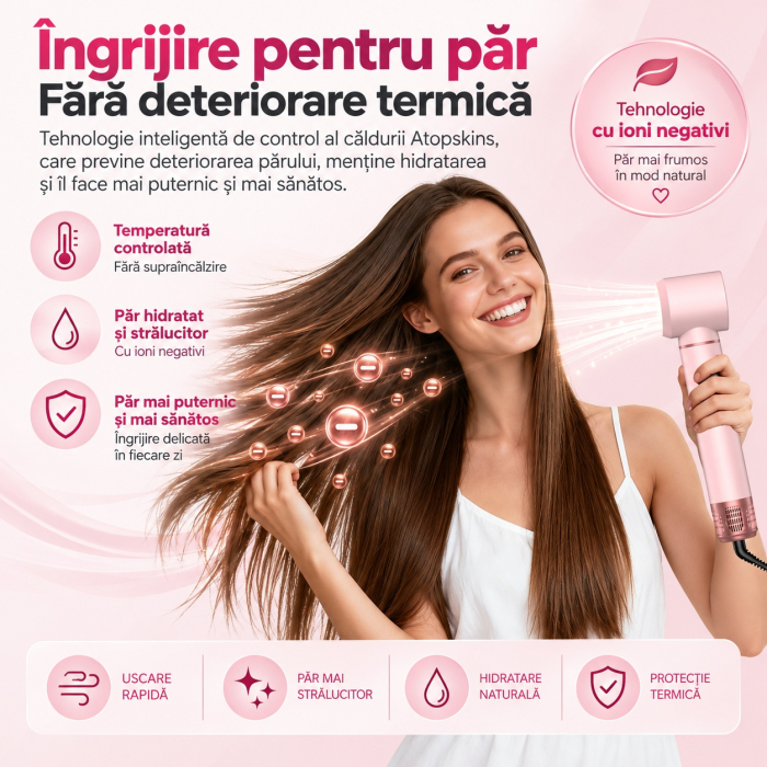 Ondulator Automat de par 5 In 1, Auto-Wrap, Uscator si Perie Cu Aer Cald, Pentru Bucle, Volum Si Indreptat parul [3]