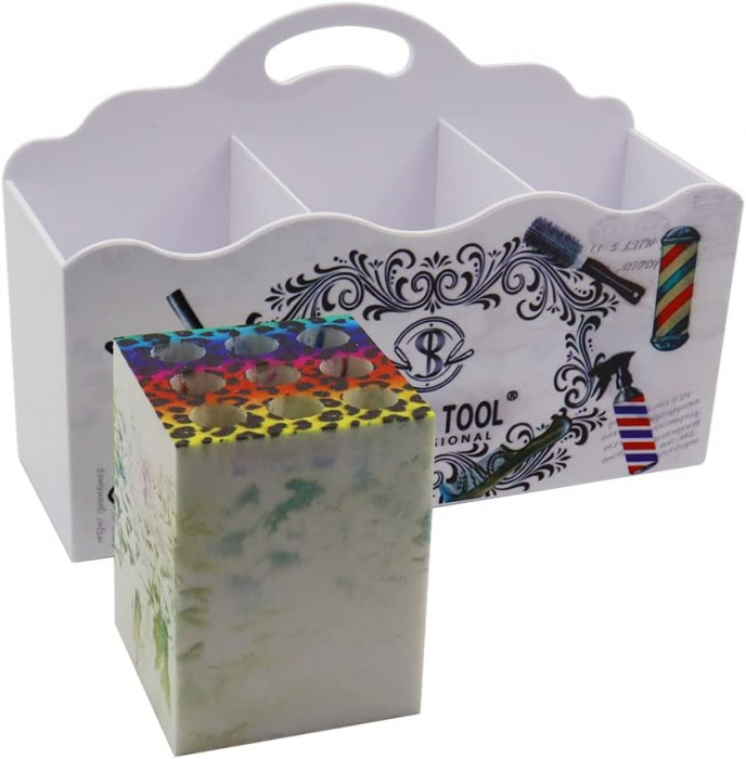 Organizator frizerie Ardette, Alb, 24X16x8cm, Plastic dur, 3 compartimente [4]