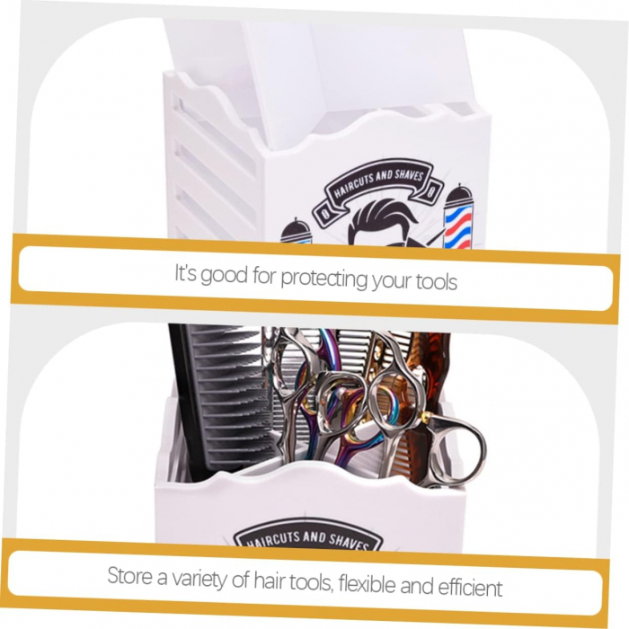 Organizator frizerie Ardette, Alb, Cu imprimeu Barber Shop, Plastic dur, 4 compartimente [5]
