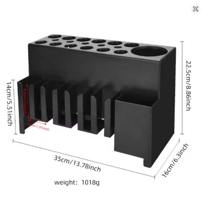 Organizator frizerie profesional Negru, pentru perii coafor, masini de tuns, fixare pe masa sau de perete [8]