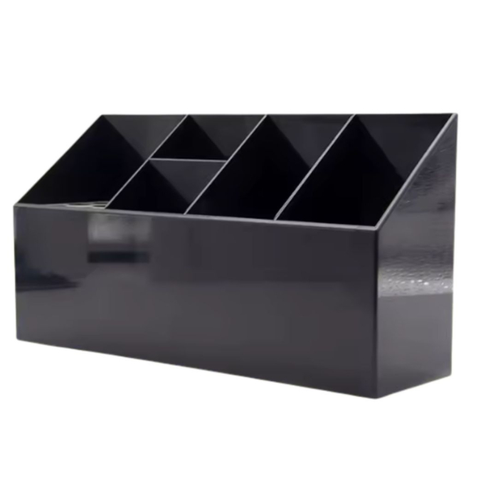 Organizator ustensile frizerie, Negru, fixare de perete sau pe masa, 5 compartimente [7]