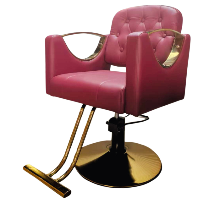 Pachet Mobilier Coafor Roșu Grena & Auriu – Scafă Profesională + Scaun Coafor Bordo de Lux [4]