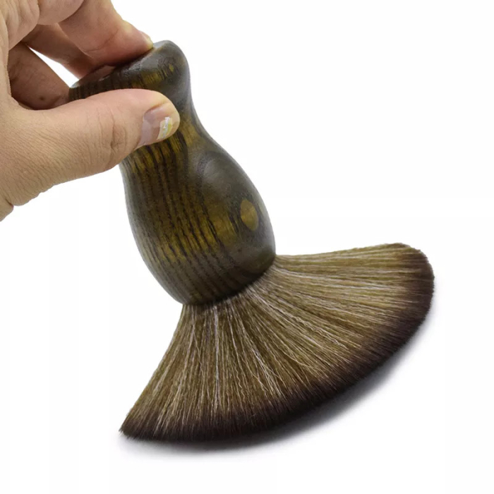 Pamatuf frizerie coafor cu maner din lemn, peri naturali [7]