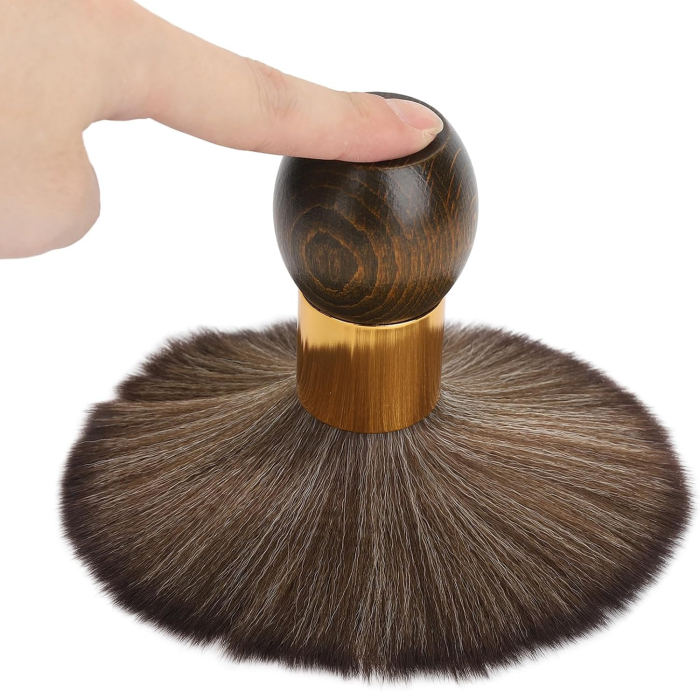 Pamatuf frizerie profesional cu maner din lemn, peri desi, calitate premium, finisaje gold [6]