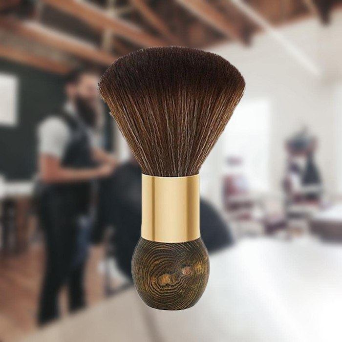 Pamatuf frizerie profesional cu maner din lemn, peri desi, calitate premium, finisaje gold [2]