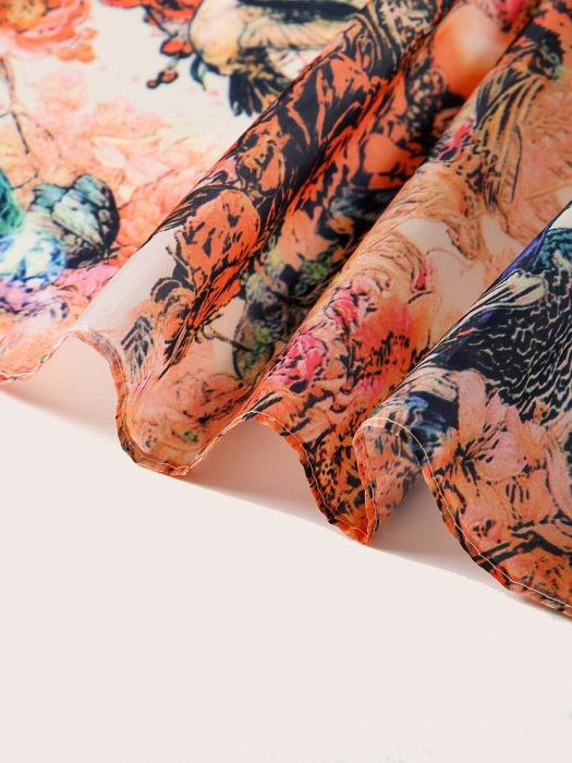 Pelerina coafor, alba, cu imprimeu floral, stil romantic, rafinat, impermeabila [3]