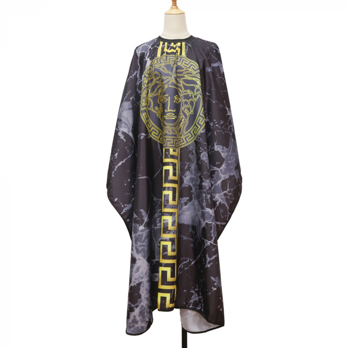 Pelerina coafor, lunga, cu elastic la gat, neagra, cu imprimeu Medusa [3]