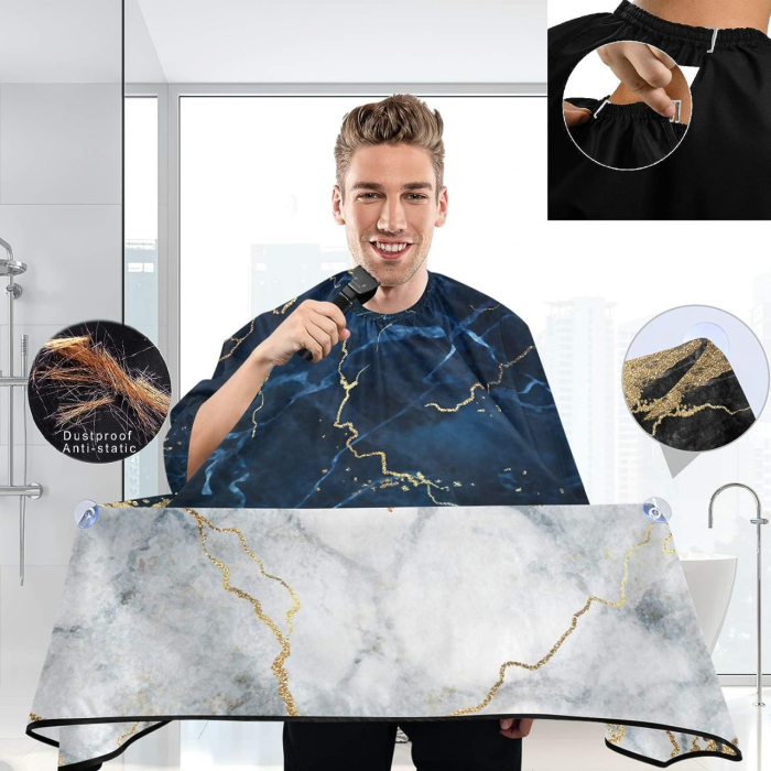Pelerina coafor pentru frizerie BarberShop, PEL30, 140 X 160 cm, imprimeu marmura [4]