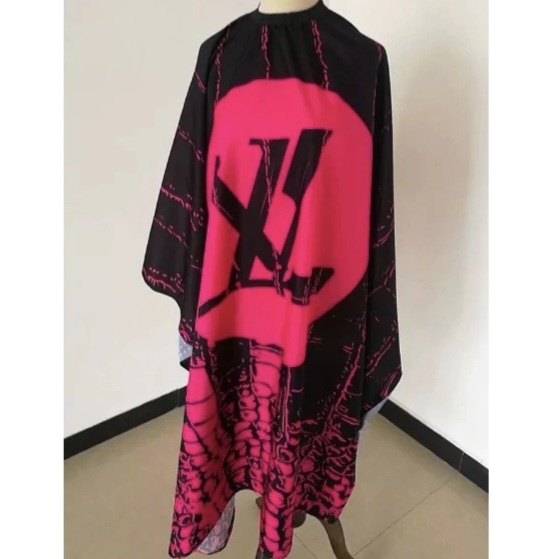 Pelerina tuns coafor, impermeabila, neagra cu fuxi, cu imprimeu LV [3]
