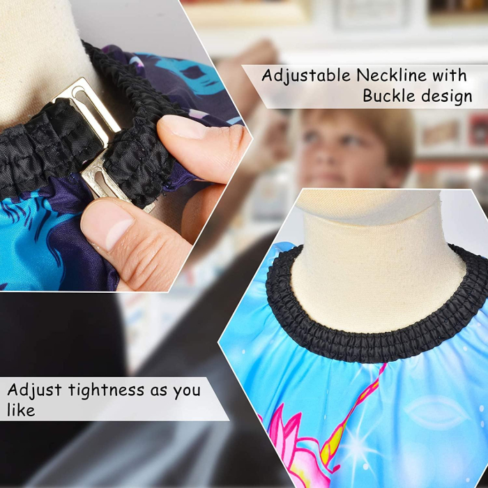 Pelerina tuns copii pentru fetite, roz, cu imprimeu unicorn, impermeabila, pentru coafor [7]