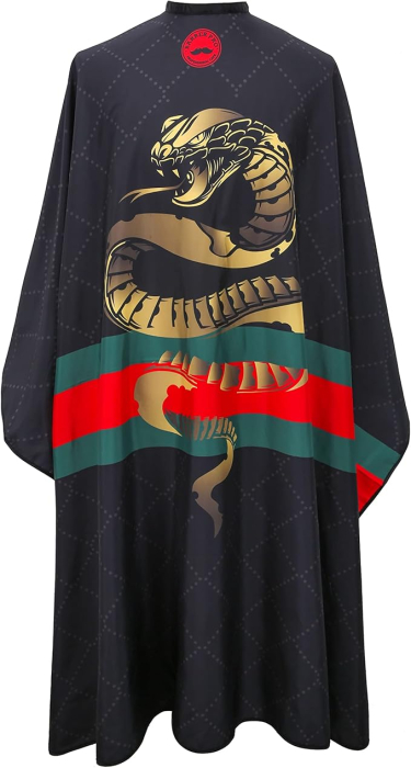 Pelerina tuns neagra cu imprimeu cobra, cu elastic la gat, pentru frizerie si coafor [3]