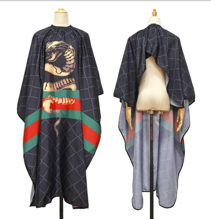 Pelerina tuns neagra cu imprimeu cobra, cu elastic la gat, pentru frizerie si coafor [1]