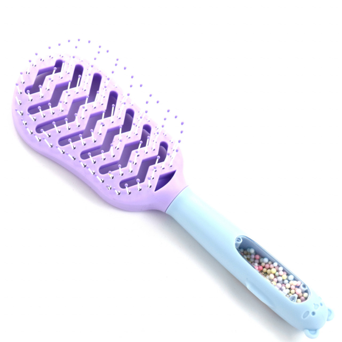 Perie de par curbata usor pentru copii, model decorat cu bilute confetti [2]
