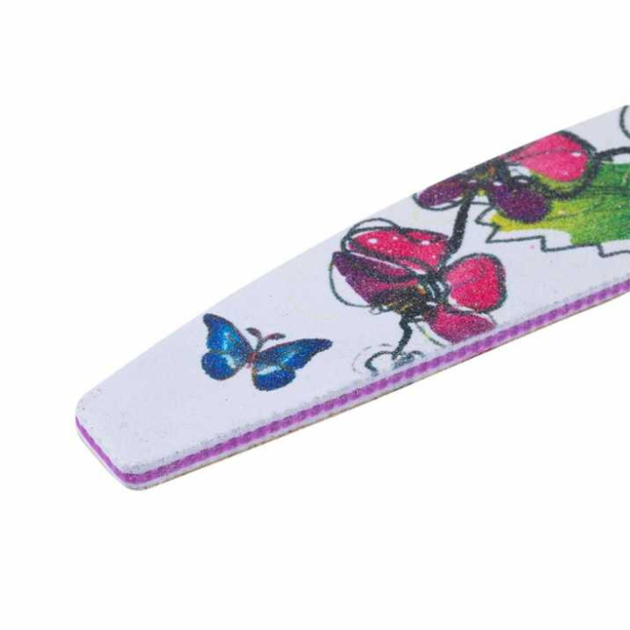 Pila unghii semiluna alba granulatie 100/180 cu imprimeu floral [2]