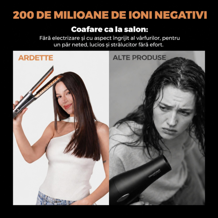 Placă de Îndreptat Părul cu Aer Cald 2 în 1 – Uscător de Păr și Aparat de Îndreptat, Uscare și Îndreptare Simultană, Hair Straightener, Gri [4]