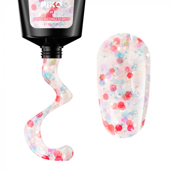 Polygel color Glitter · 30 ml · Confetti Red [2]