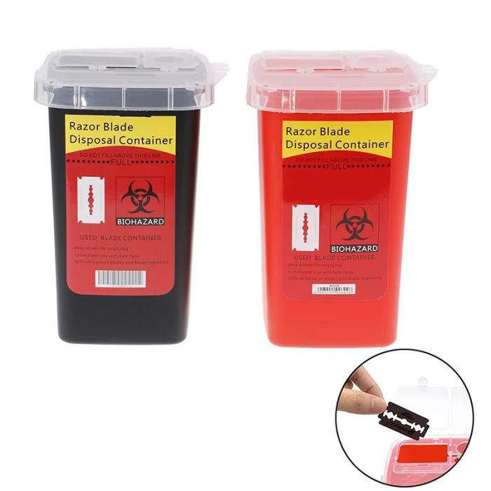 Recipient depozitare lame folosite, container deseuri periculoase, pentru salon barber frizerie [4]