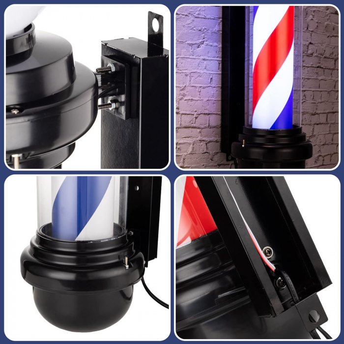 Reclama luminoasa Barber Shop, semn Barber Pole, 68cm, rotativ, de exterior [3]