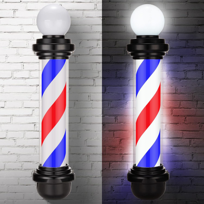 Reclama luminoasa Barber Shop, semn Barber Pole, 68cm, rotativ, de exterior [4]