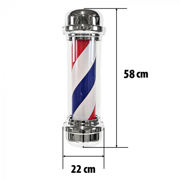 Reclama luminoasa led Frizerie Barber Shop, Semn Barber Pole, 58cm, rotativa [2]