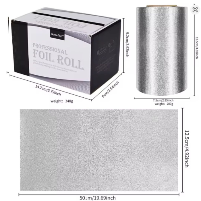 Rola folie aluminiu profesionala pentru vopsit parul, 12 cm X 50 m, frizerie, coafor [7]