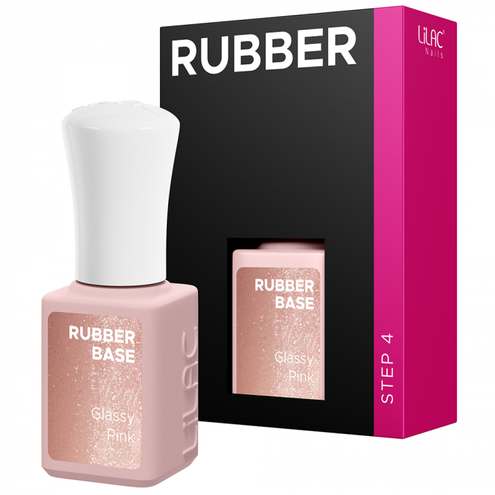 Rubber Base Lilac, Glassy Pink, baza si oja semipermanenta 6 g [3]