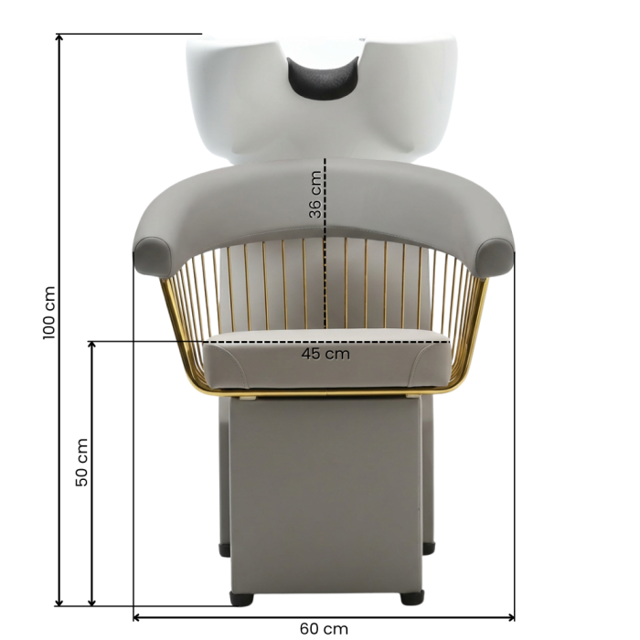 Scafa frizerie coafor, bej crem cu auriu, profesionala, bazin ceramic alb [2]