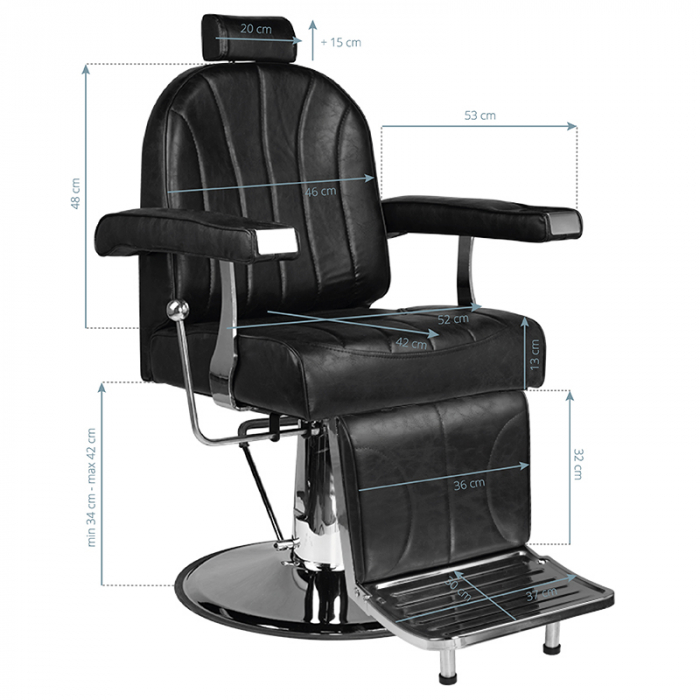 Scaun barber salon frizerie, reglabil, Negru SSB009 [6]