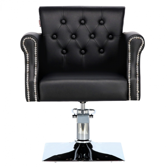 Scaun coafor frizerie, reglabil pe inaltime, elegant si luxos, tip Chesterfield, negru, Tavy [3]
