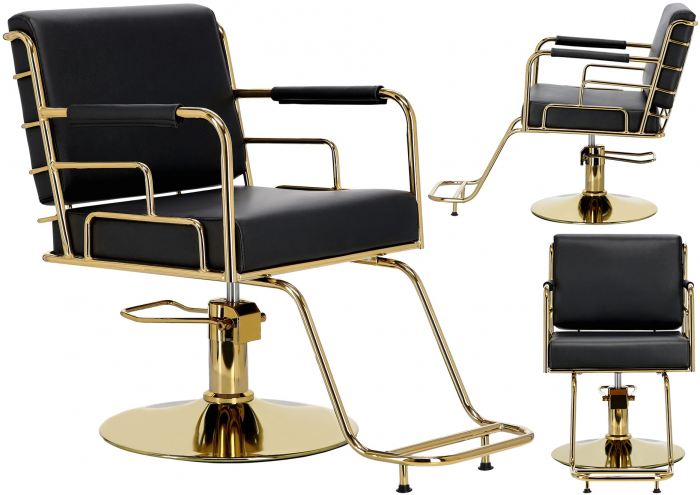 Scaun coafor luxos, Negru cu auriu, pentru salon infrumusetare [2]