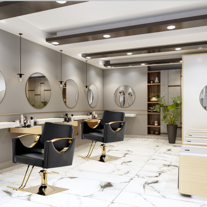 Scaun coafor negru cu auriu, hidraulic, reglabil pe inaltime, cu suport picioare [4]