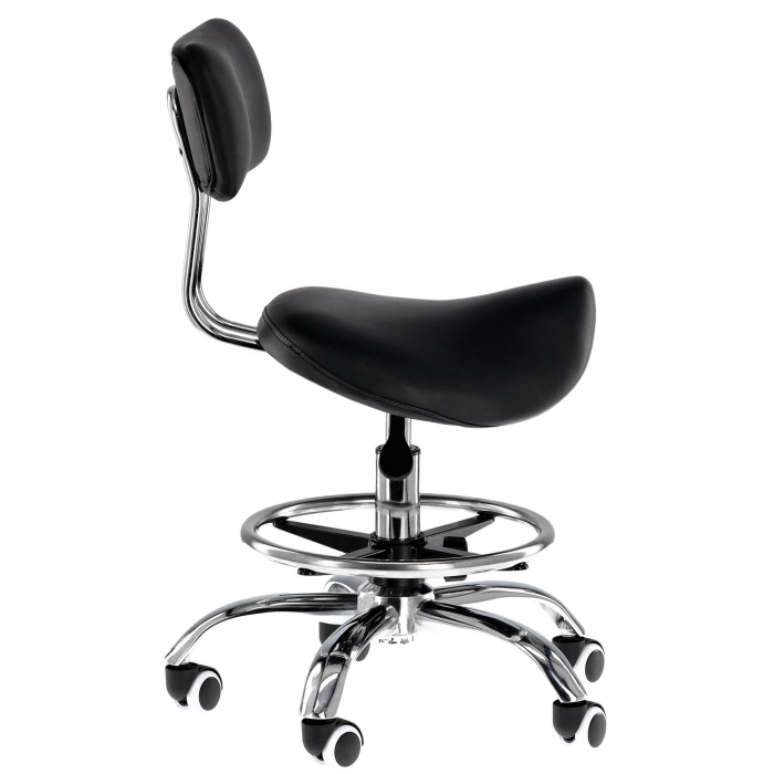 Scaun cosmetic cu sezut tip sa cu spatar, negru, pentru frizerie salon coafor [2]