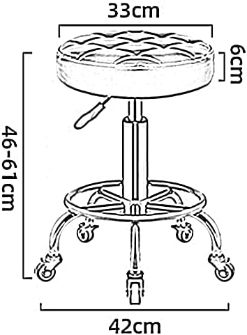 Scaun cosmetician, hidraulic, cu piston, 33x61cm, rotund, taburet cu roti, Negru cu Auriu [3]