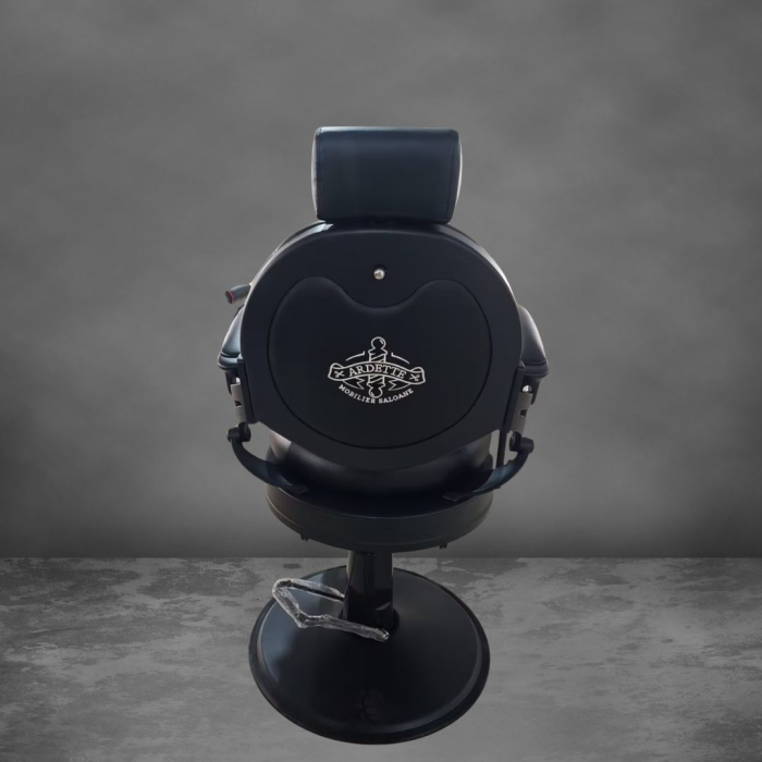 Scaun frizerie Kingsley negru profesional – reglaj hidraulic, spătar ergonomic, bază stabilă [7]