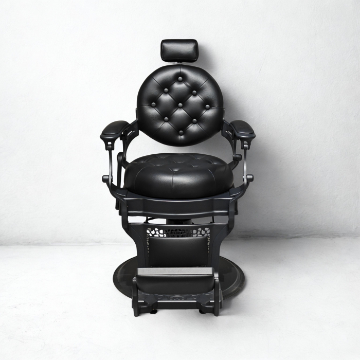 Scaun frizerie Kingsley negru profesional – reglaj hidraulic, spătar ergonomic, bază stabilă [3]