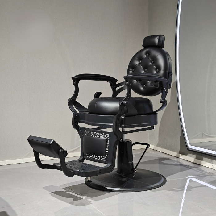 Scaun frizerie Kingsley negru profesional – reglaj hidraulic, spătar ergonomic, bază stabilă [6]