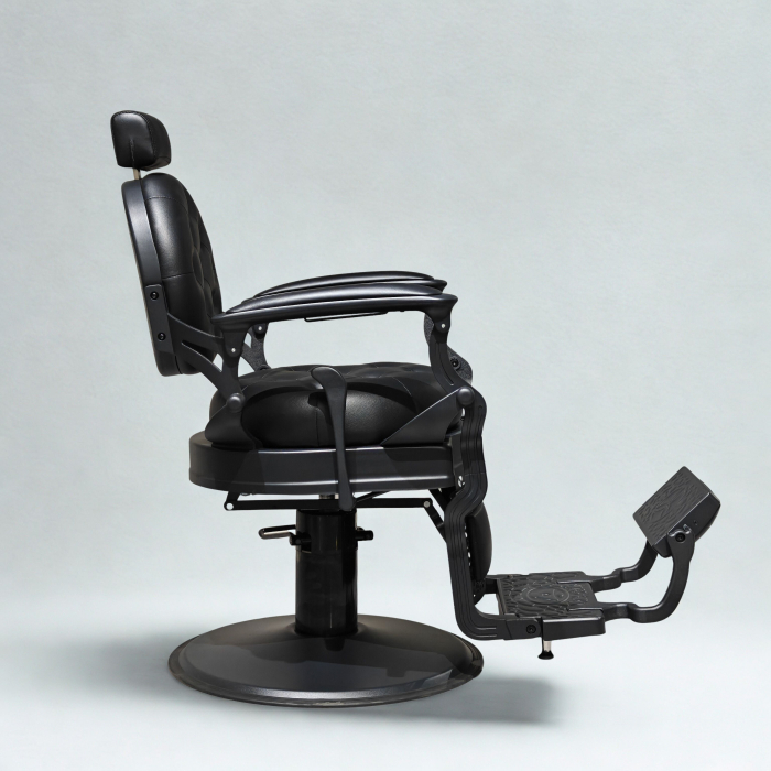 Scaun frizerie Kingsley negru profesional – reglaj hidraulic, spătar ergonomic, bază stabilă [4]