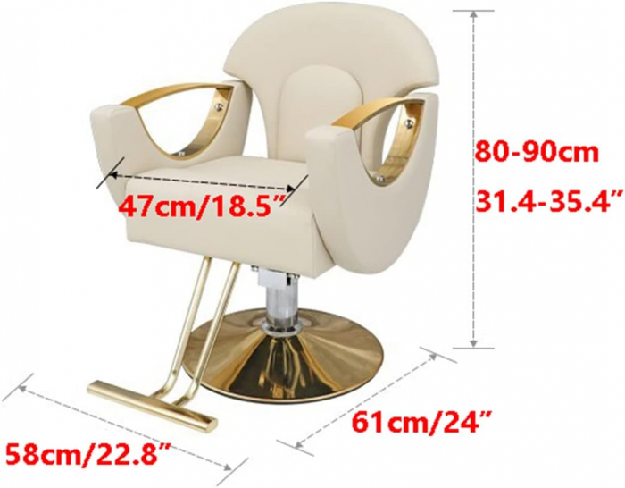 Scaun pentru Coafor si frizerie, hidraulic, Bej cu Auriu, SFE013B [4]