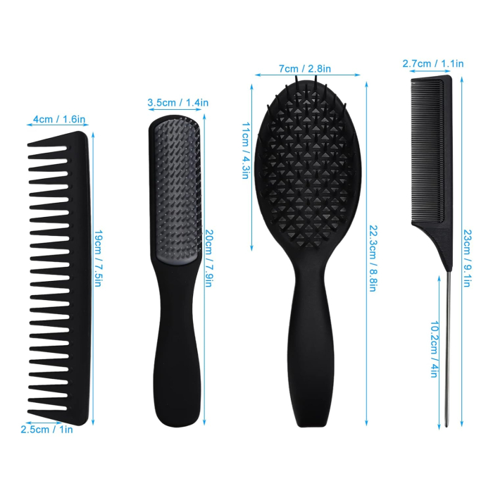 Set 4 perii coafor si piepteni frizerie, negri [5]