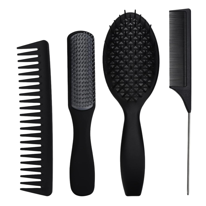 Set 4 perii coafor si piepteni frizerie, negri [1]
