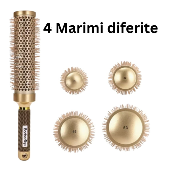 Set 4 Perii Rotunde Profesionale Coafor XXL – Aurii, 25/32/45/53 mm, Corp Lung 31-32 cm [4]